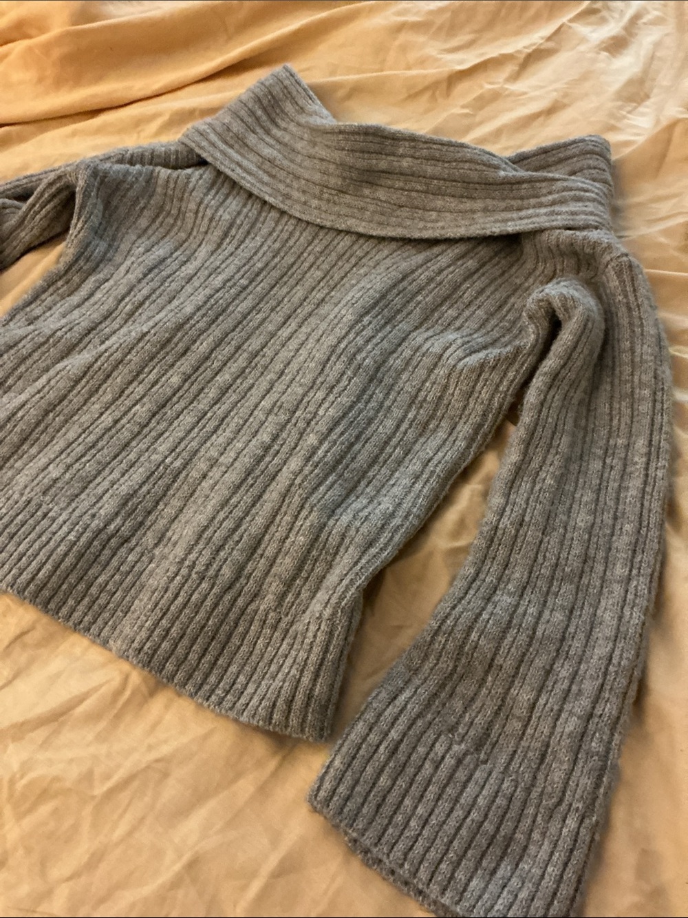 Princess Polly Grey Ribbed Off-Shoulder Sweater - Picture 3 of 5